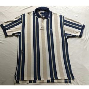 Vintage IZOD Striped Color Block Polo Shirt Medium